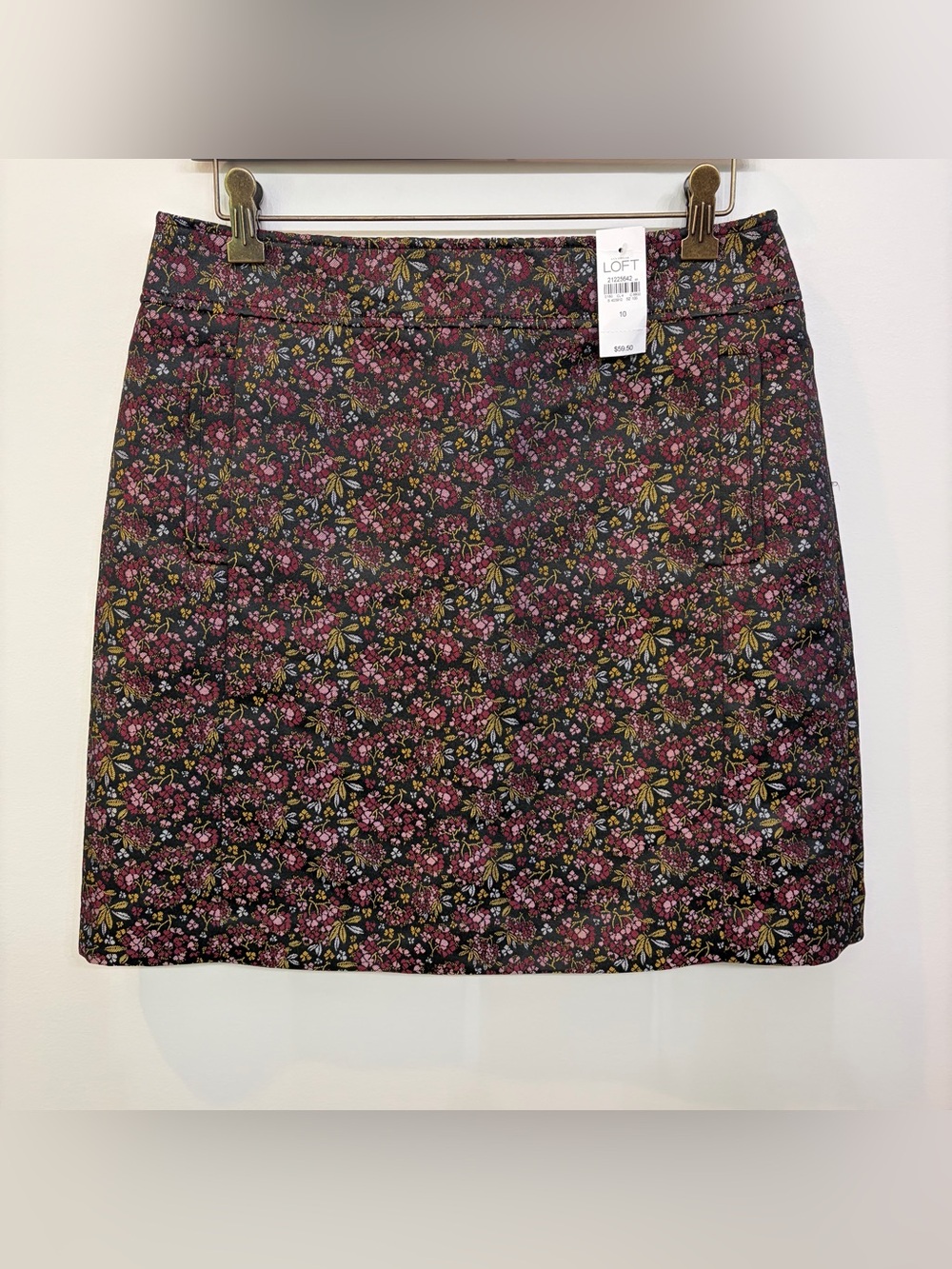 Ann Taylor LOFT Hydrangea Pocket Shift Skirt Brocade Jacquard Floral Mini 10 NWT